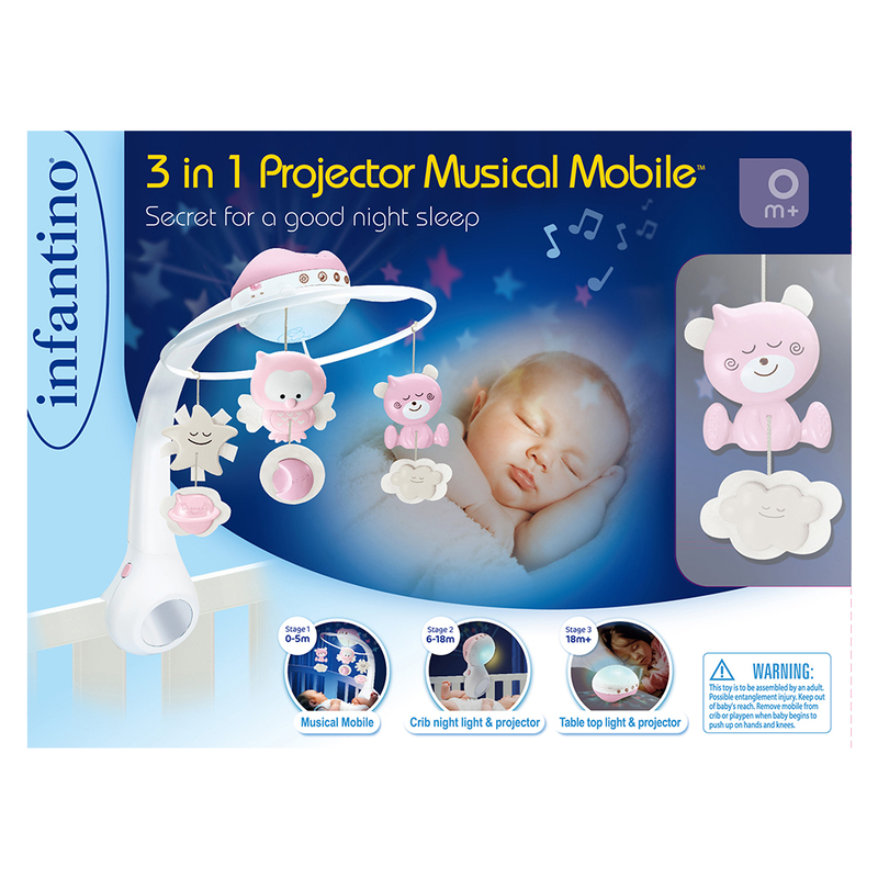 Infantino 3-in-1 Projector Musical Mobile, Pink