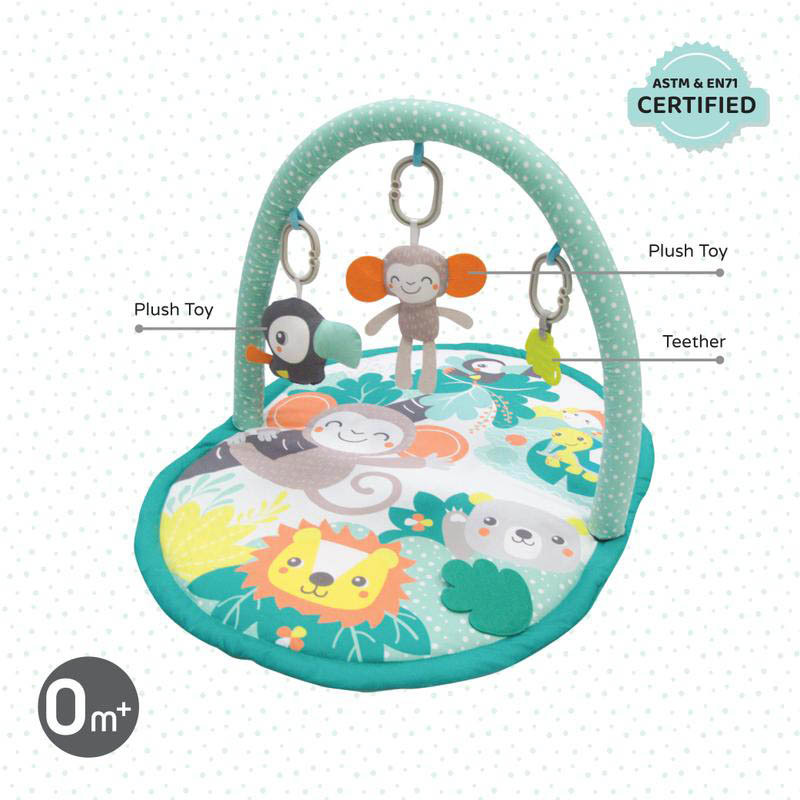 Moon Jungle Friends Playmat with Single Arch, Green/Yellow/Orange