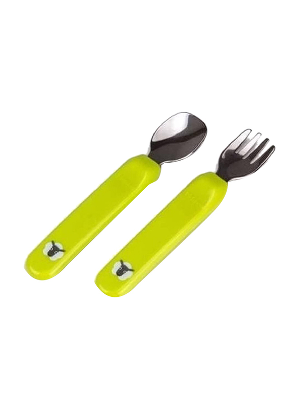 Kidsme Premier Spoon & Fork with Case, Lime