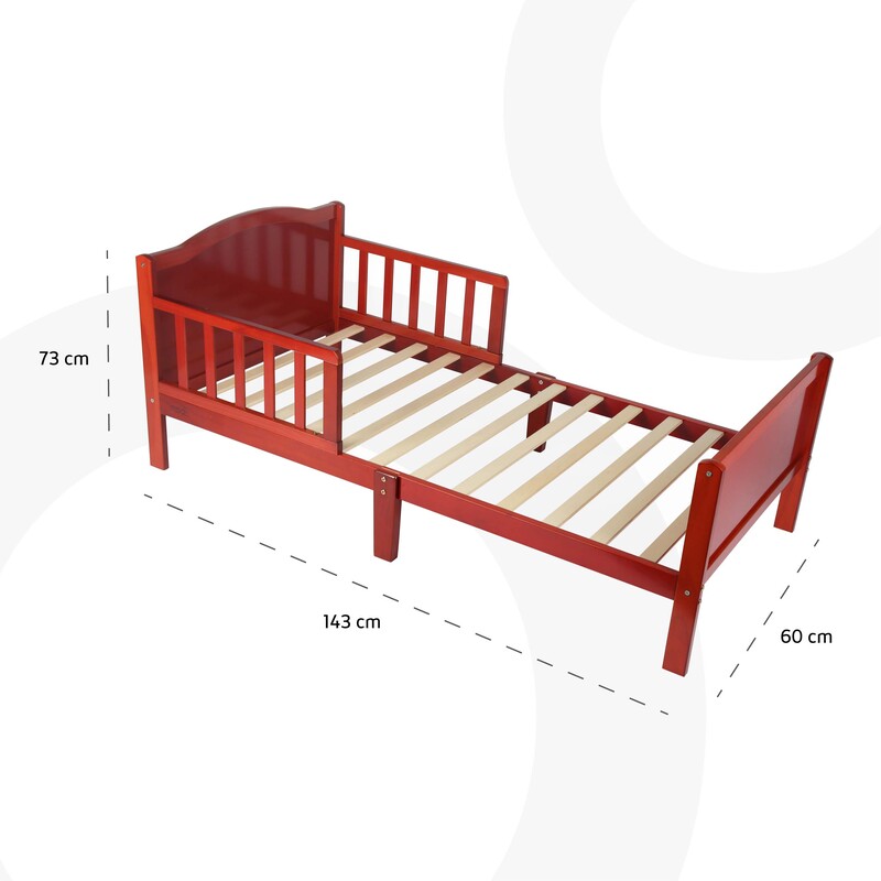 Moon Wooden Toddler Bed with Mattress, Brown