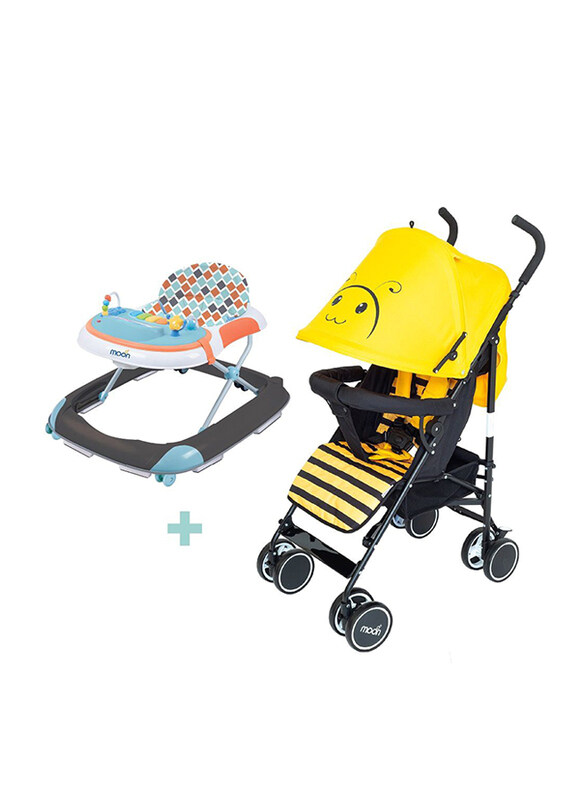 

Moon Safari Ultra Light Weight Bee Character Baby Stroller with MUV Walker, Yellow/Blue