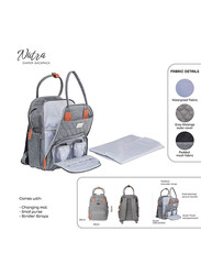 Moon Nutra Waterproof Backpack Diaper Bag with Multiple Pockets & Changing Pad, Grey Melange