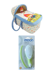 Moon Moses Basket + Moon Infant Brush Comb Set, Blue