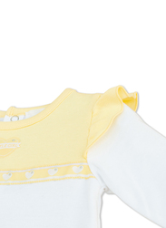 Moon Lemon Hearts Cotton Sleepsuit for Baby Girls, 1-3 Months, Yellow/White