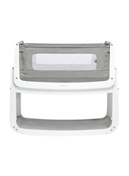 Snuz Pod 4 Baby Bedside Crib Safety Tested Breathable Mattress & Dual View Mesh Windows, 100 x 95 x 49cm, Dusk Grey