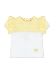 Moon Lemon Hearts Cotton Short-Sleeved Top & Shorts Set for Baby Girls, 6-9 Months, Yellow