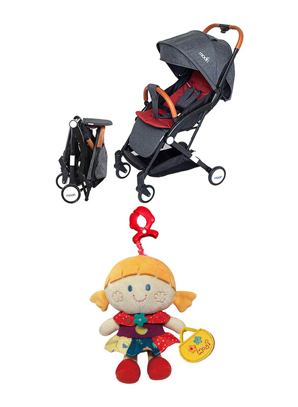 Moon Ritzi Cabin Stroller + Moon Pull String Girl Musical Toy, Black/Red