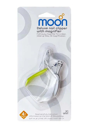 Moon Deluxe Nail Clipper with Magnifier, White/Green