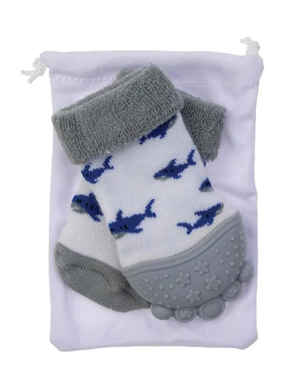 

Nuby Silicone Teething Socks, Grey
