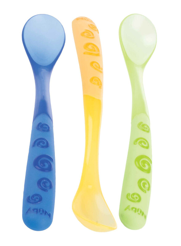 

Nuby Angled Long Handle Spoon, 3 Pieces, Multicolor