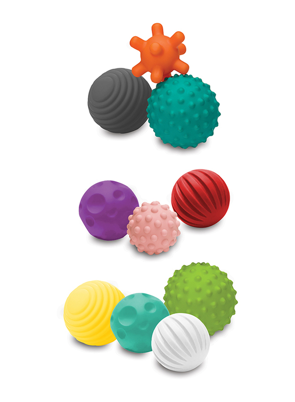 Infantino 10-Piece Textured Multi Ball Set Toys for Baby, Multicolour