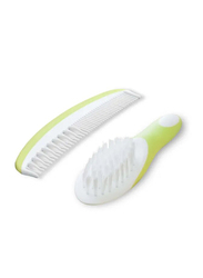 Moon 2-Pieces Brush & Comb, White/Green