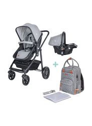Moon Tres 3-in-1 Travel System with Nutra Diaper Backpack, Grey