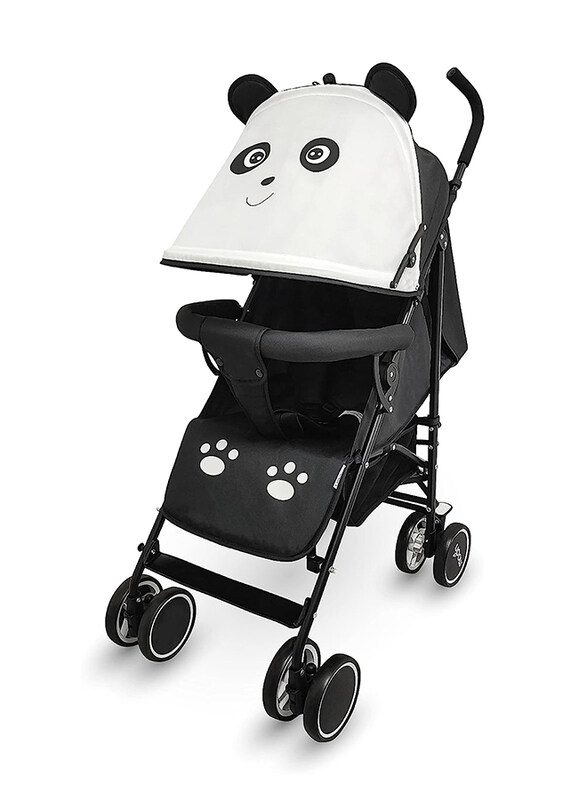 

Moon Safari Baby Stroller Animal-Themed Umbrella Stroller with Hood, Panda, Black/White