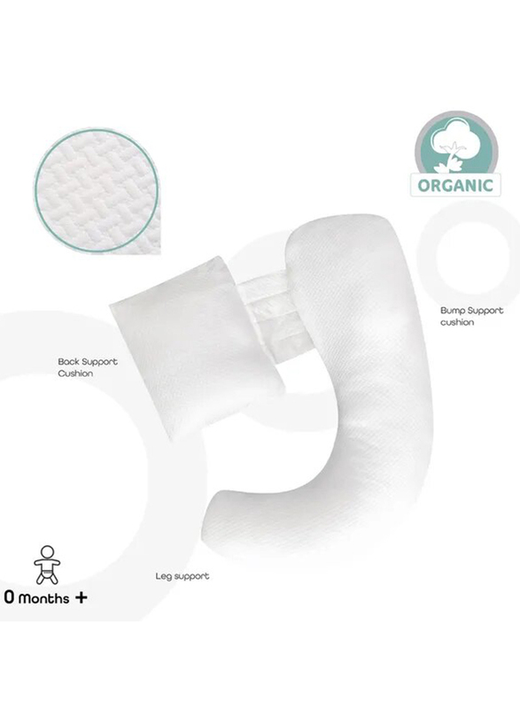 Moon Organic Multi-Position Pregnancy Pillow, White