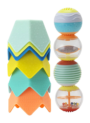 Infantino Sensory Stacking Cups & Activity Ball Set for Baby, Ages 0+, Multicolour
