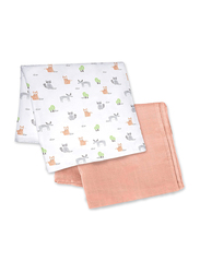 Moon Forest Print Bamboo Muslin Lightweight Breathable Wrap/Swaddle, 2 Pieces, Newborn, Peach/White