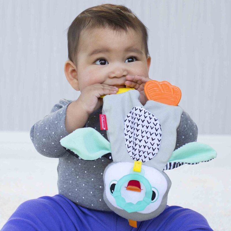Infantino Cuddly Penguin Teether for Baby, Multicolour