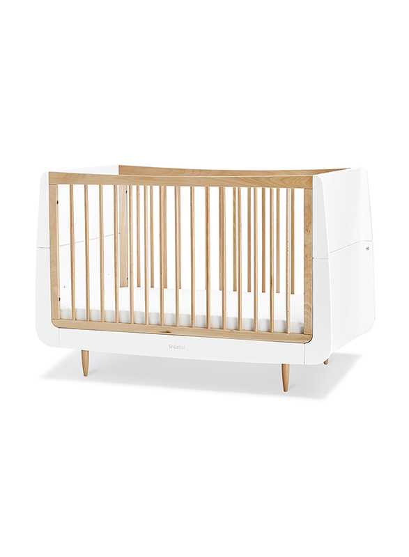Snuz Kot Skandi 2 Piece Baby Nursery Furniture Set Convertible Nursery Cot Bed with 3 Mattress Height and Changing Unit, Natural
