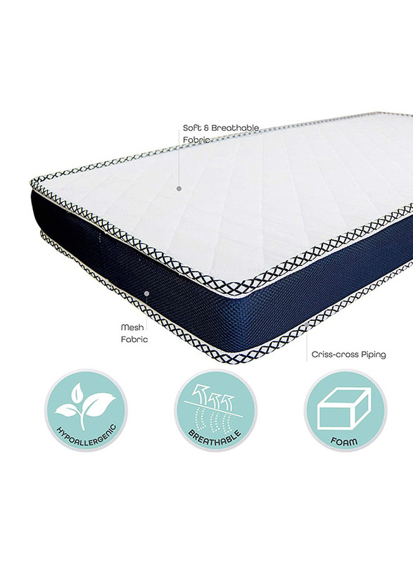 Moon Crib and Toddler Bed Mattress + Mattress Protector (60 x 120 x 10 cm), White