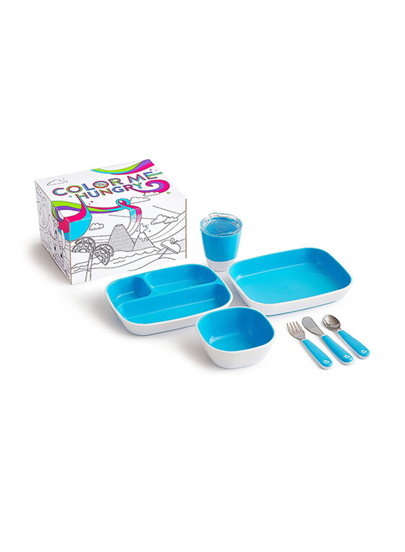 

Munchkin Colour Me Hungry Splash Toddler Dining Set, 7 Pieces, Blue