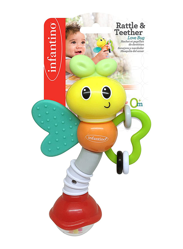 Infantino Love Bug Baby Rattle & Teether, Multicolor