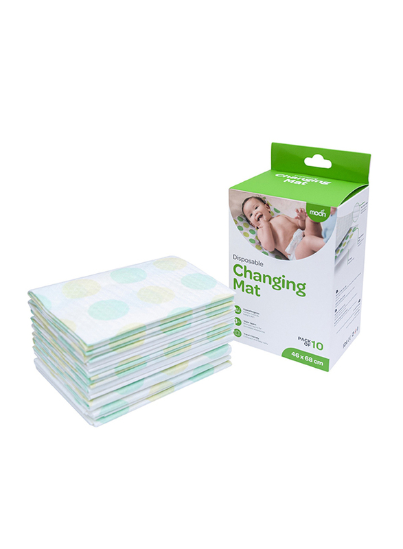 Moon Disposable Waterproof Changing Mats for Newborn Baby, 46 x 68cm, 10 Piece, White