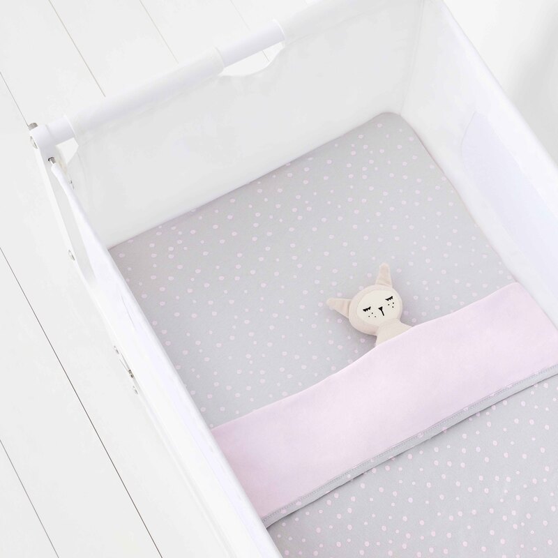 Snuz Pod Fitted Sheets & Baby Blanket Light Breathable & 100% Soft Jersey Cotton Crib Bedding Set, 3 Piece, Rose Spot