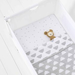 Snuz Pod Fitted Sheets & Baby Blanket Light Breathable & 100% Soft Jersey Cotton Crib Bedding Set, 3 Piece, Cloud Nine