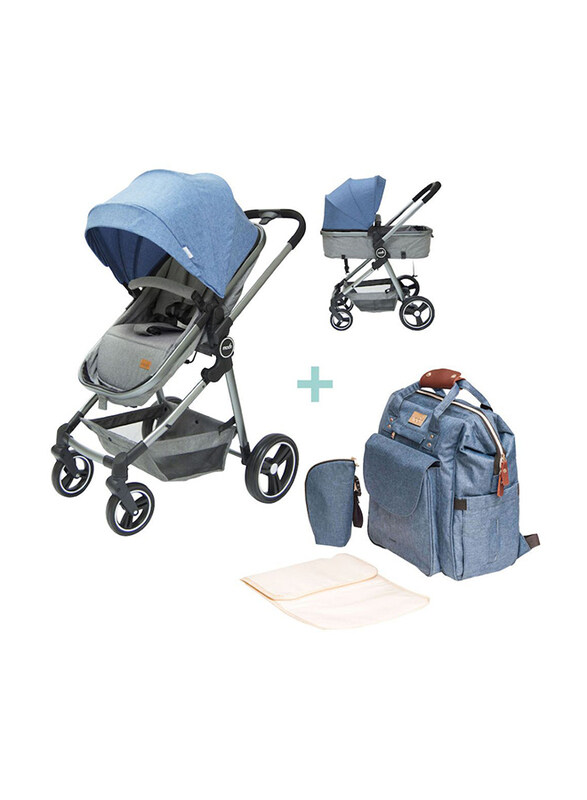 Moon Pro 2-in-1 Baby Stroller with Denise Diaper Backpack, Blue