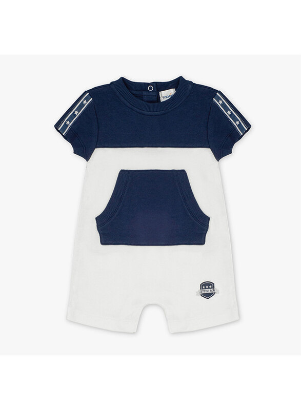 

Moon Navy Sports Cotton Short Sleeves Romper for Baby Boys, 6-9 Months, Blue