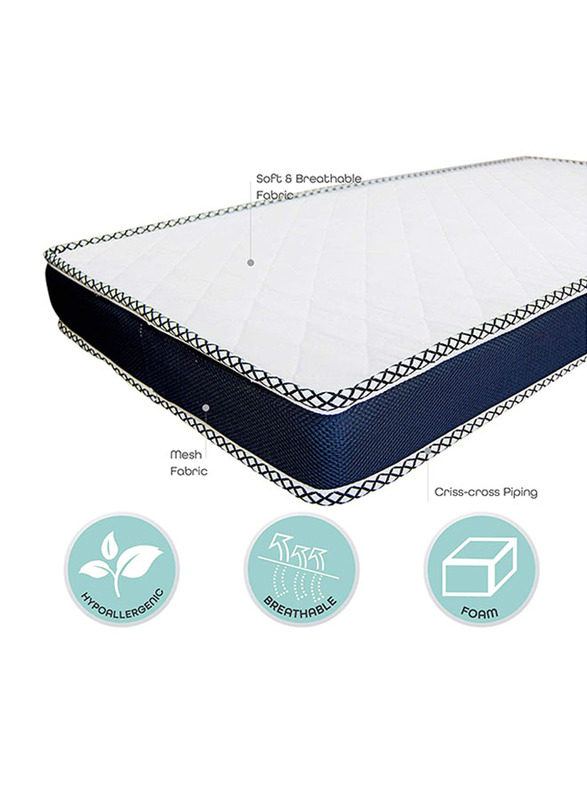 Moon Crib and Toddler Bed Mattress + Mattress Protector (133 x 70 x 10 cm), White
