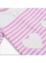 Moon 100% Cotton Stripes Sleepsuit for Baby Girls, 1-3 Months, Pink/White