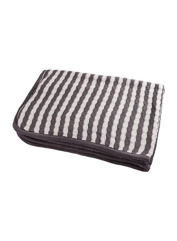 Moon Knitted and Fur Cotton Baby Blanket, Large, 70 x 102cm, Grey