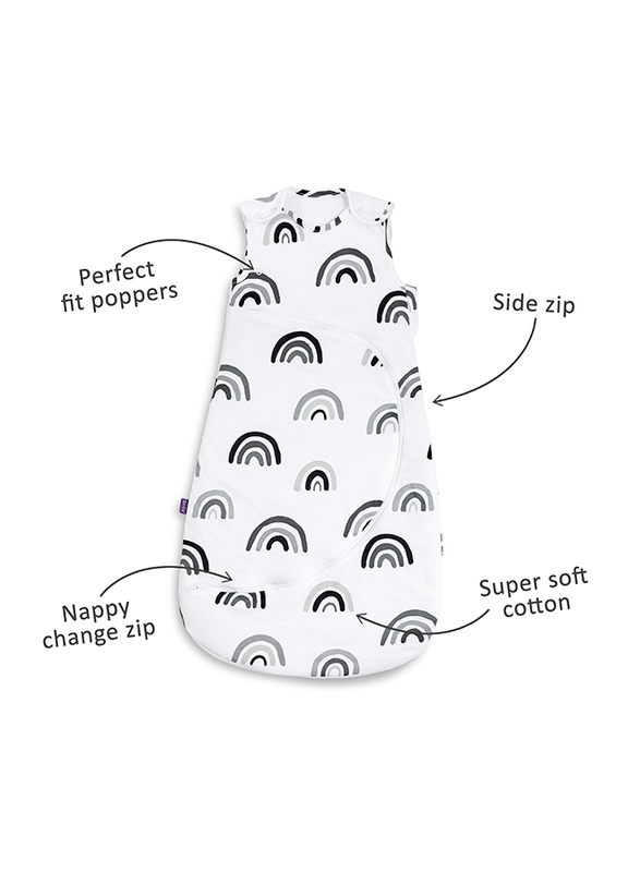 Snuz Pouch Baby Sleeping Bag with Zip for Easy Nappy Changing, 1.0 Tog, 0-6 Months, Mono Rainbow