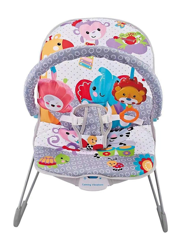 Moon Hop-Hop Portable Soothing Seat Baby Bouncer with Vibration, 3 Months +, Grey