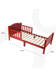 Moon Wooden Toddler Bed with Safety Guard Rail, Ages 3 years to 12 Years, 143 x 73 x 60cm, Brown
