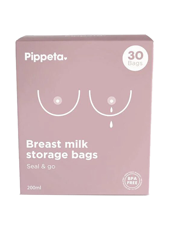 Pippeta Breast Milk Storage Bags, 30 Pieces, Clear