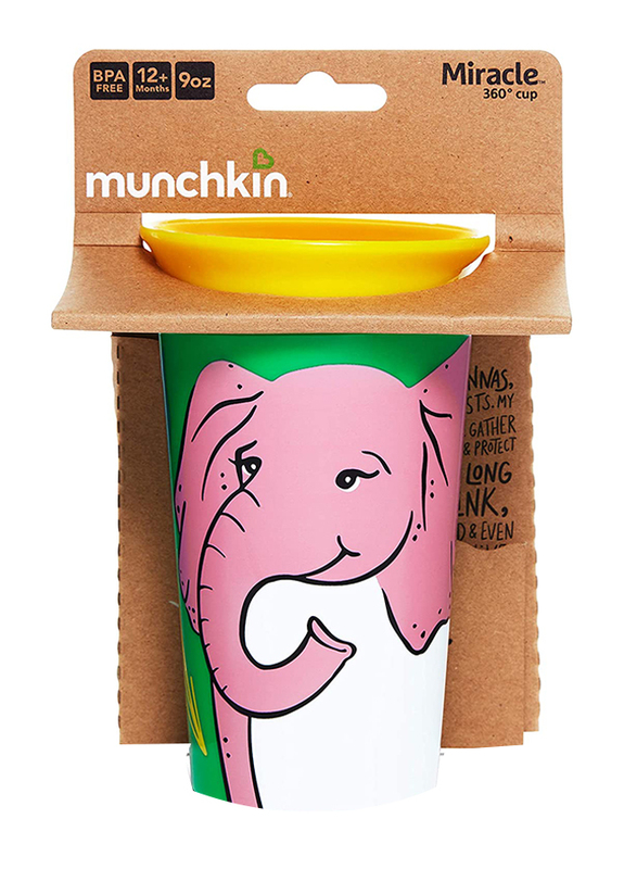 Munchkin Elephant Miracle 360 Degree Wildlove Sippy Cup, 9oz, Multicolour