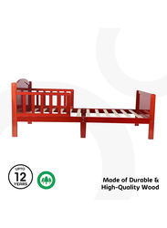 Moon Wooden Toddler Bed with Safety Guard Rail, Ages 3 years to 12 Years, 143 x 73 x 60cm, Brown