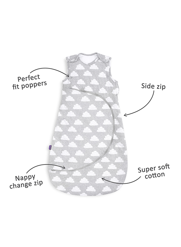 Snuz Pouch Baby Sleeping Bag with Zip for Easy Nappy Changing, 0.5 Tog, 0-6 Months, Cloud Nine