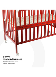 Moon Wooden Portable Crib 3 Level Height Adjustment with Folding Rail, Brown