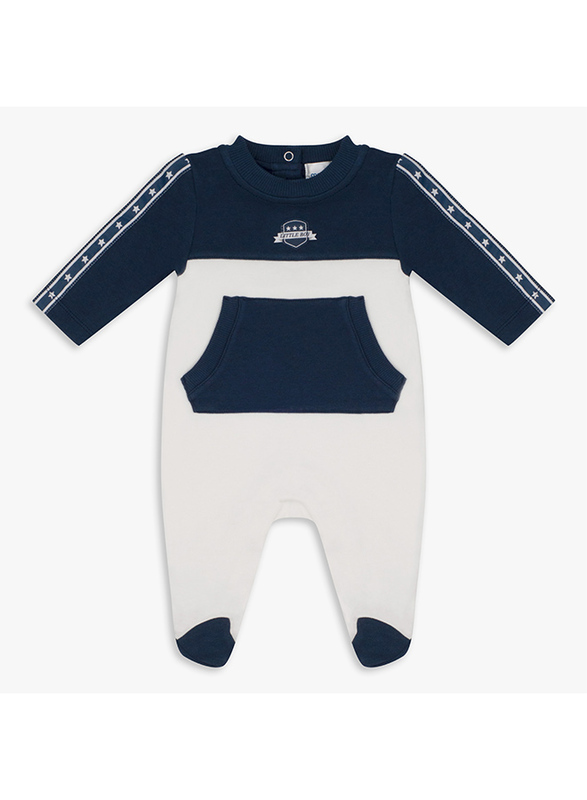 Moon Navy Sports Cotton Sleepsuit for Baby Boys, 1-3 Months, Blue