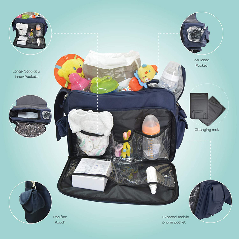 Moon 4Ever Multifunction Messenger Diaper Bag, Blue