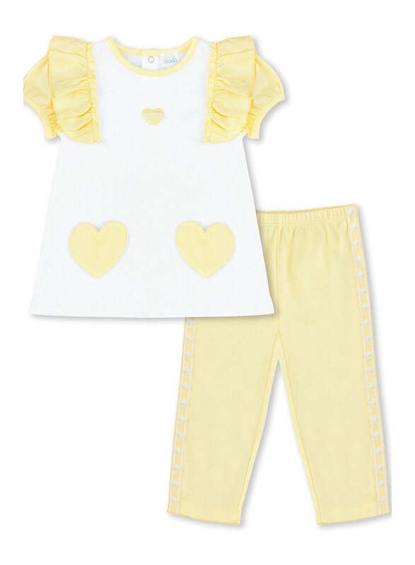 

Moon Lemon Hearts Cotton Crew Neck T-Shirt & Legging Set for Baby Girls, 9-12 Months, Yellow