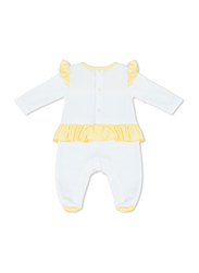 Moon Lemon Hearts Cotton Sleepsuit for Baby Girls, 1-3 Months, Yellow/White