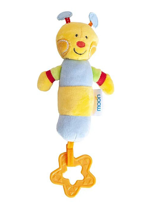 Moon Soft Rattle Plush Toy with Squeaker Sounds & Teether Bee, Multicolour