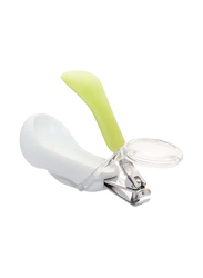 Moon Deluxe Nail Clipper with Magnifier, White/Green