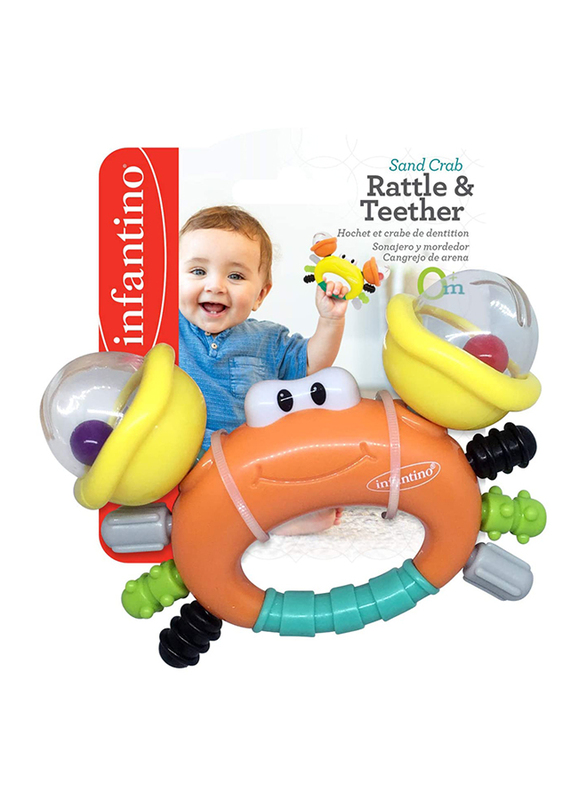 Infantino Sand Baby Rattle & Teether, Crab, Multicolor