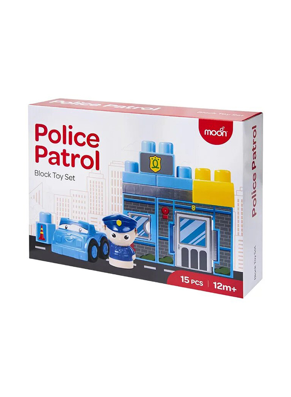 Moon Police Patrol Building Block Toy Set, 15 Pieces, Ages 1+, Multicolour